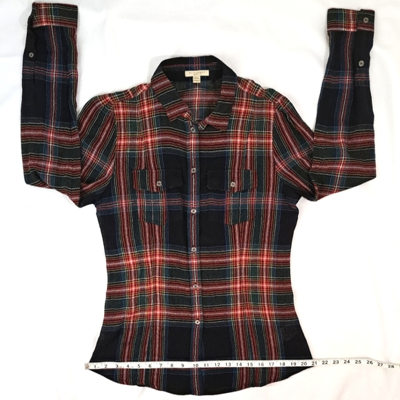 BURBERRY BRIT Tartan Plaid Long Sleeve Button Down Blouse - Picture 9 of 16